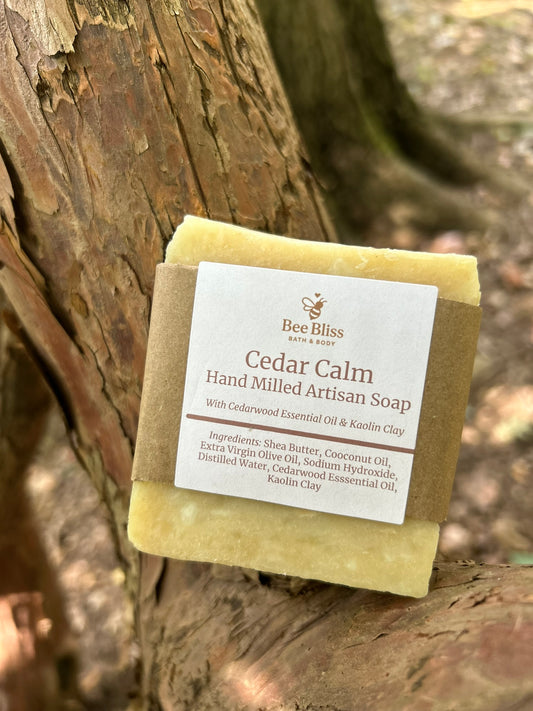 Bee Bliss Cedar Calm French Milled Artisan Soap - Bee Bliss Bath and Body