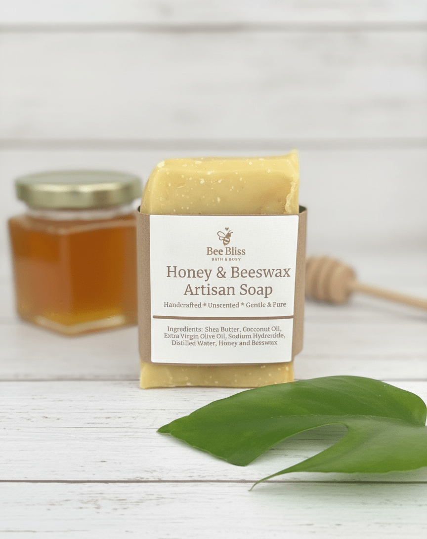 Bee Bliss Honey & Beeswax Soap: Natural Unscented Artisan Skincare - Bee Bliss Bath and Body