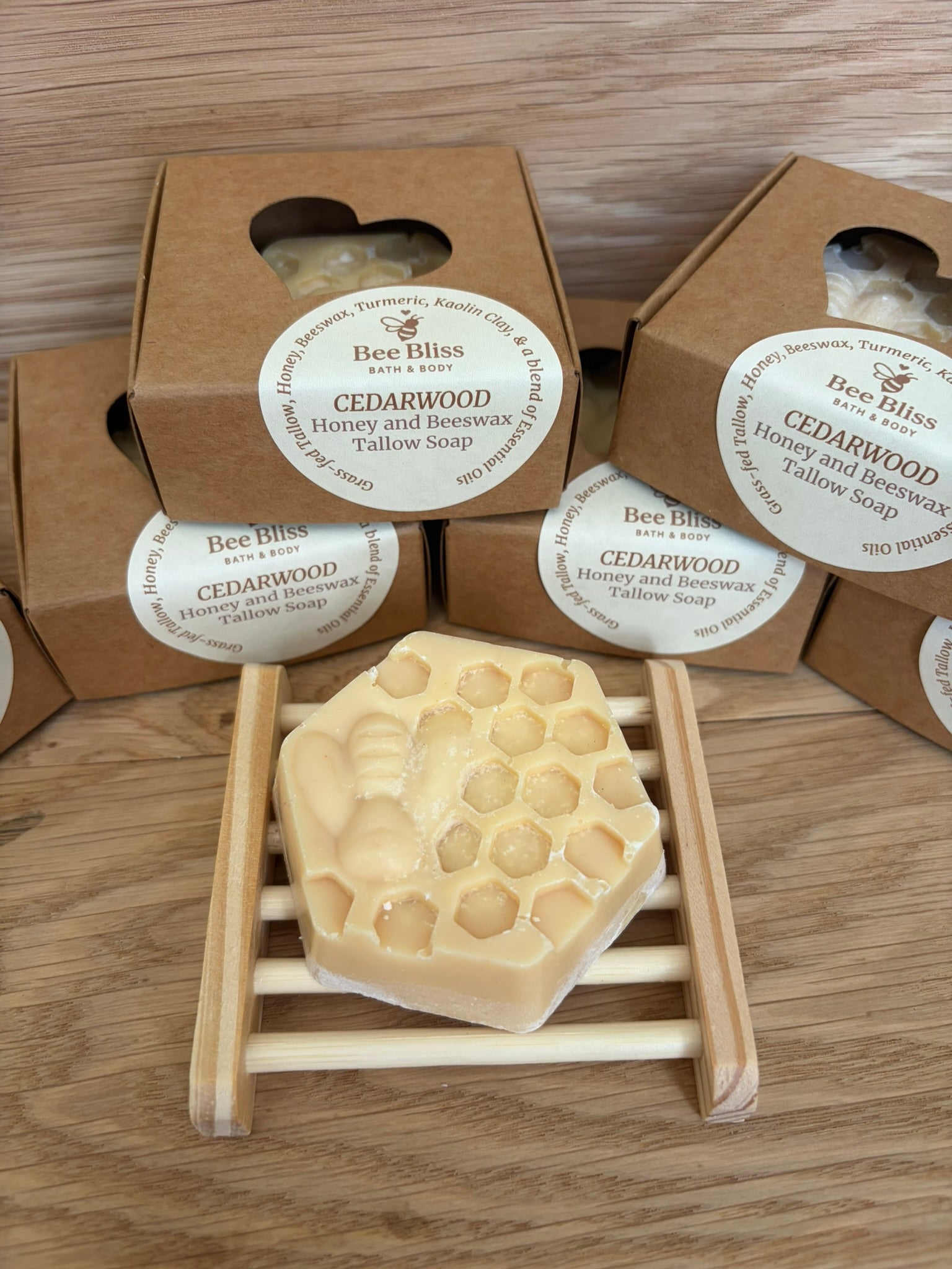 Cedarwood Honey and Beeswax Tallow Soap - Bee Bliss Bath and Body
